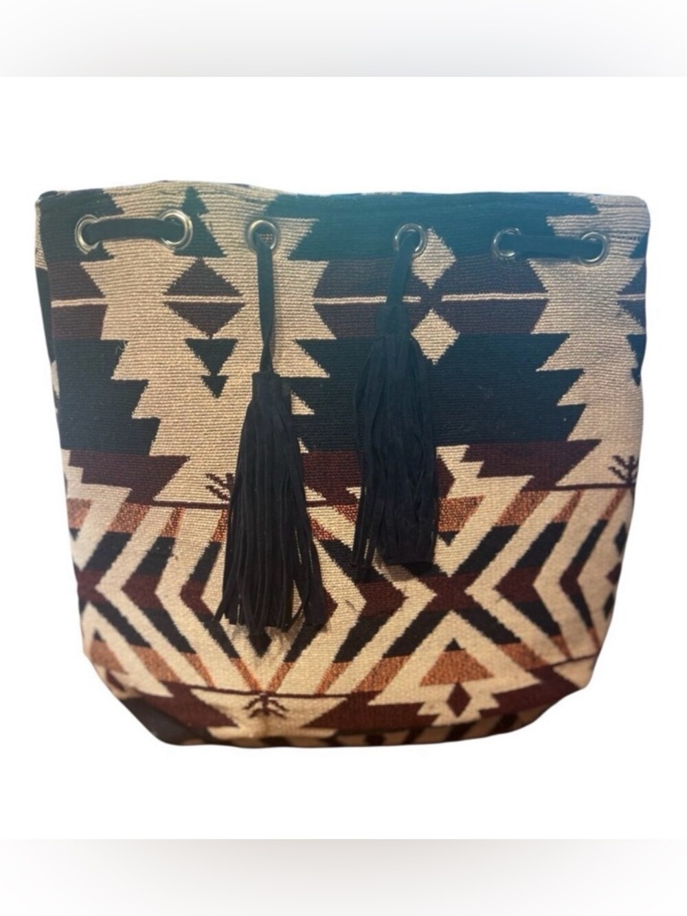 Raj Hedda Woven Backpack Bag Aztec Indian Boho Laptop Bag Day Pack NWOT